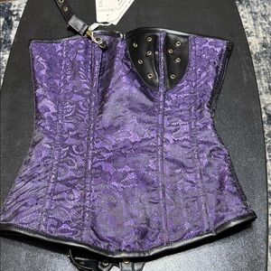 NWT Charmian Corset Jacket Belt Bag Set Royal Purple Lace Size Medium
